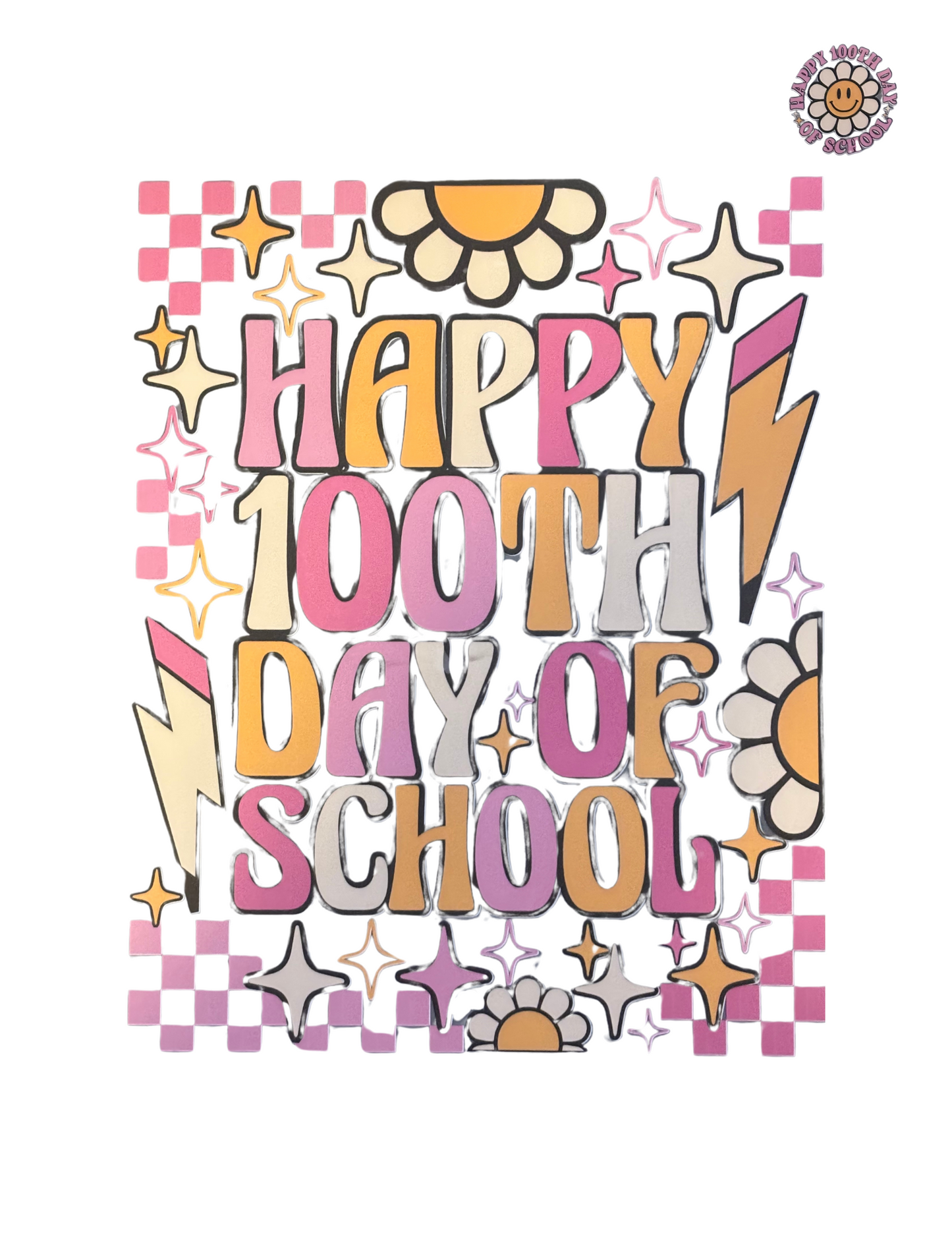 "Kids T-Shirt Bar" - Happy 100th Day of School (Front & Back)