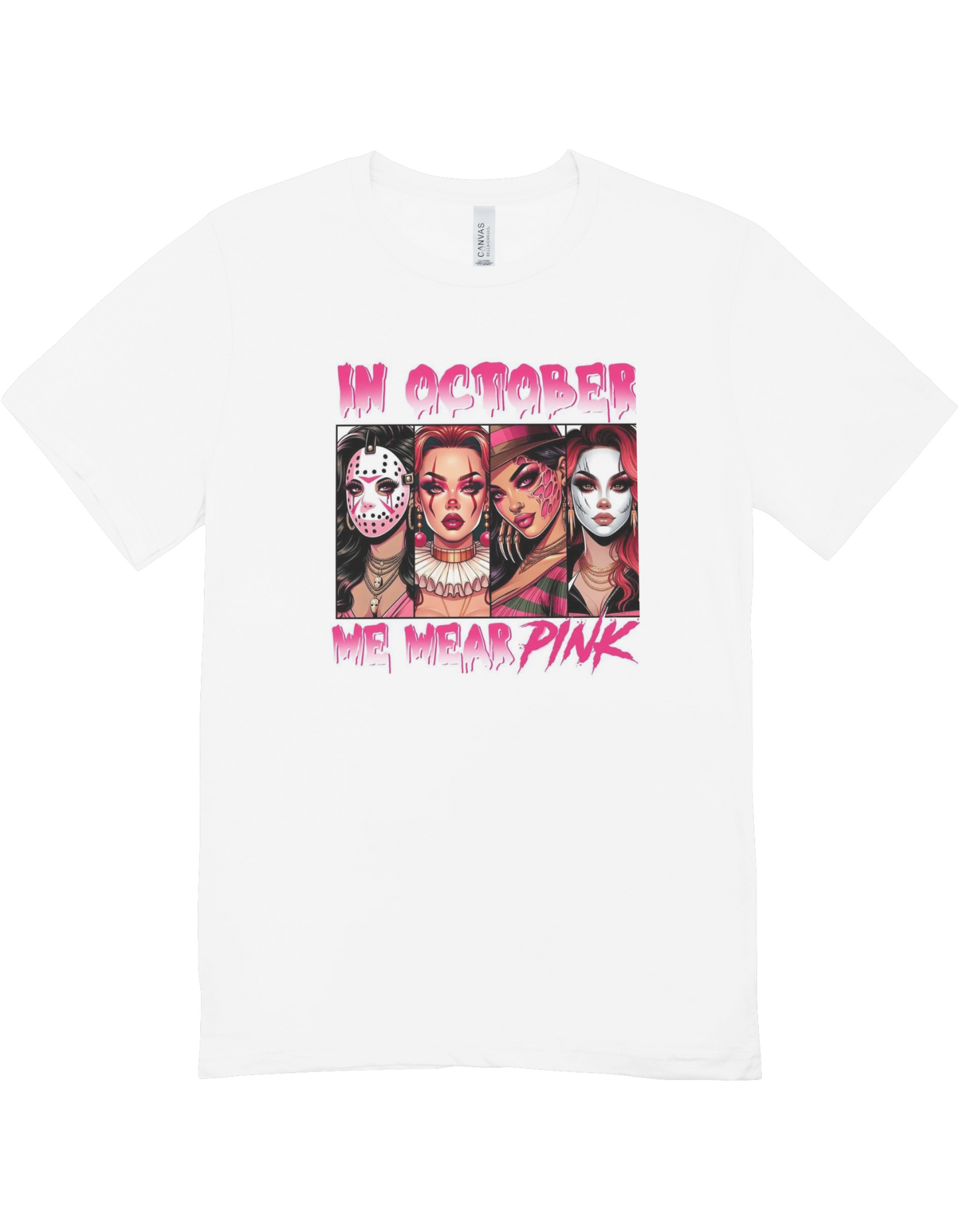 "In October We Wear Pink" Breast Cancer Halloween Shirts