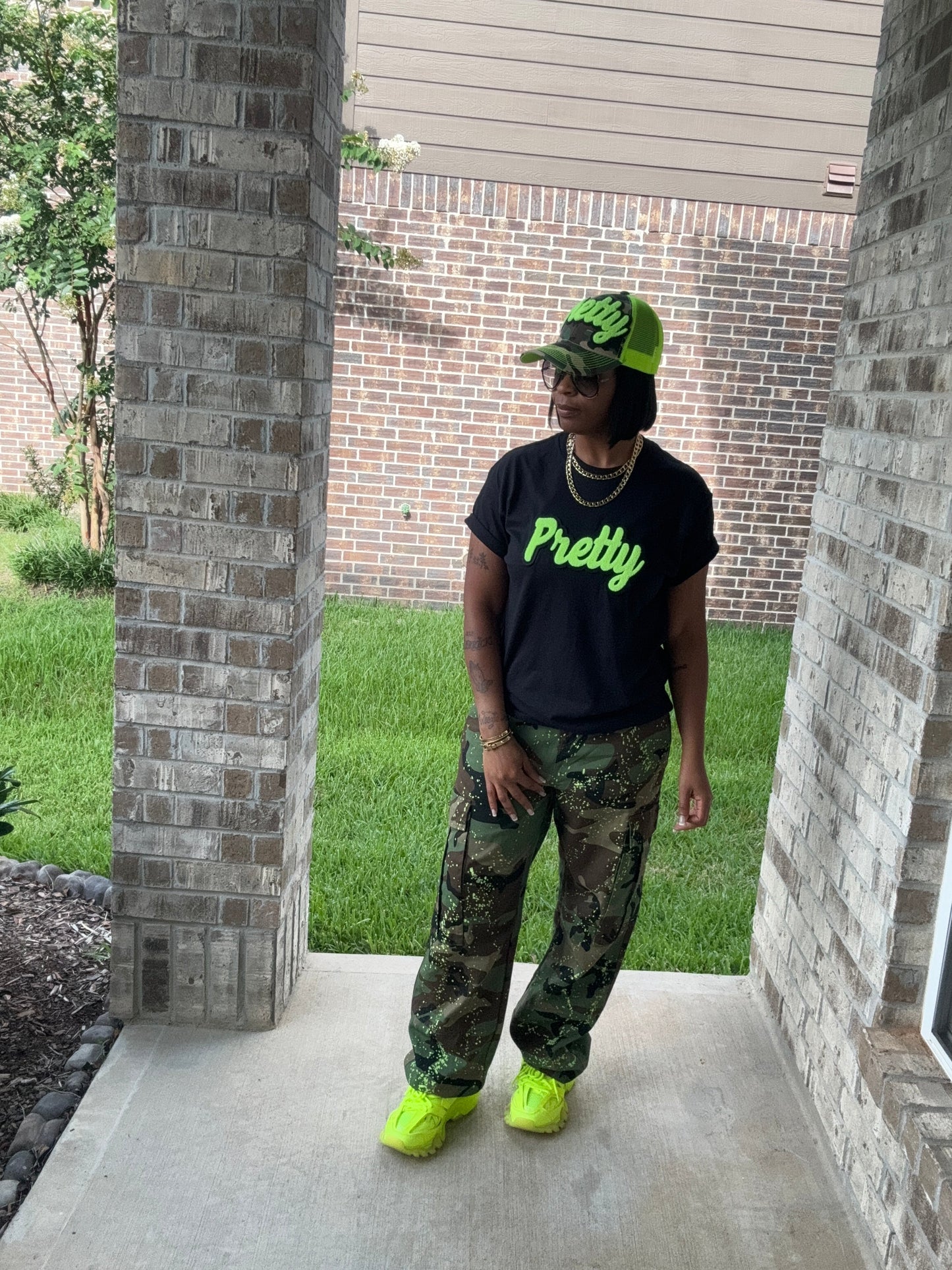 Pretty Hat Trucker Hat Camouflage Neon Yellow Style