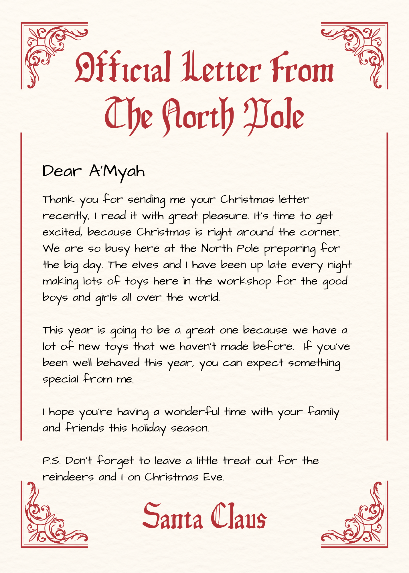 Letter From Santa