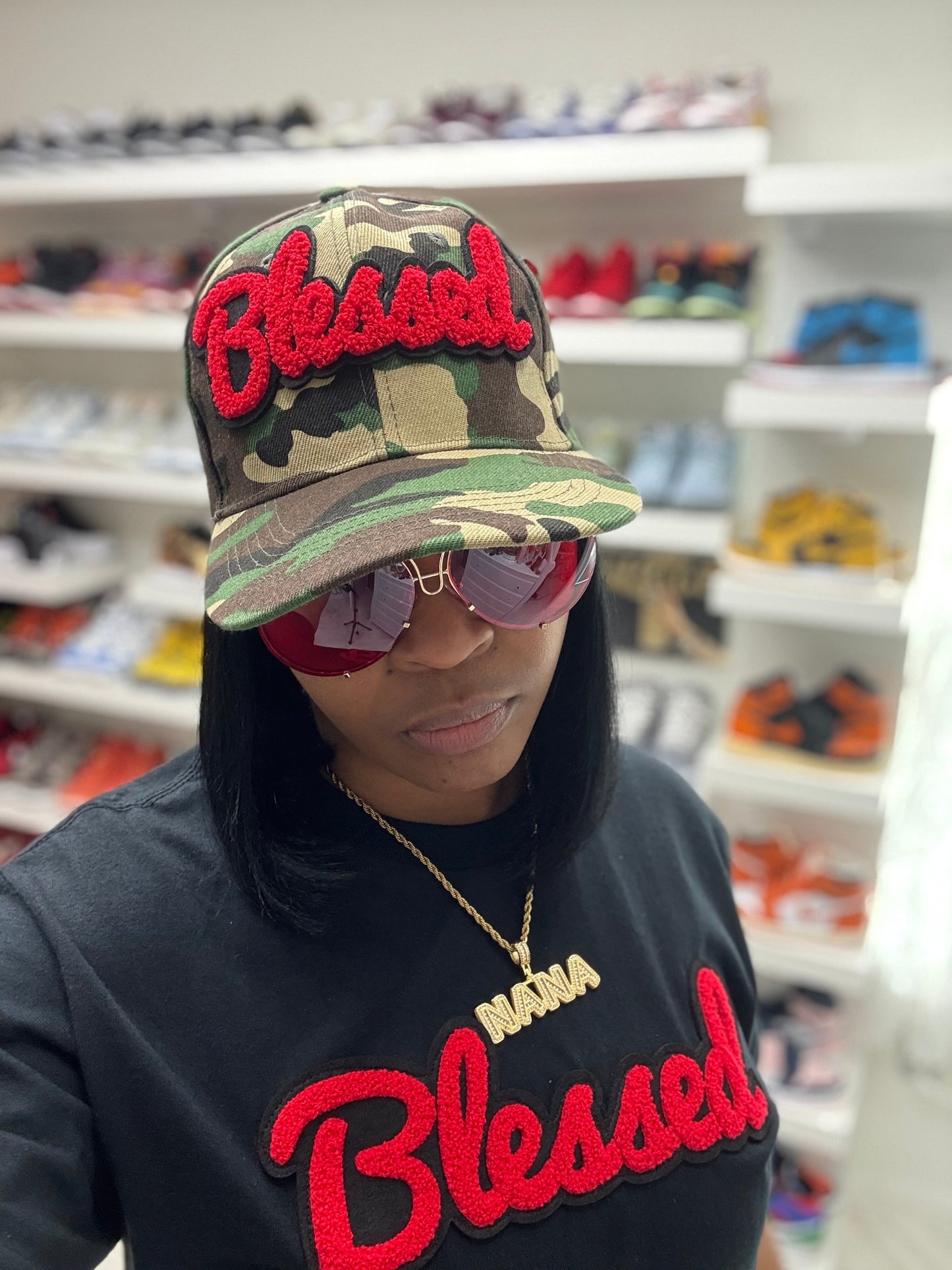 Blessed Camouflage Print Baseball Cap Red Stylish Hat