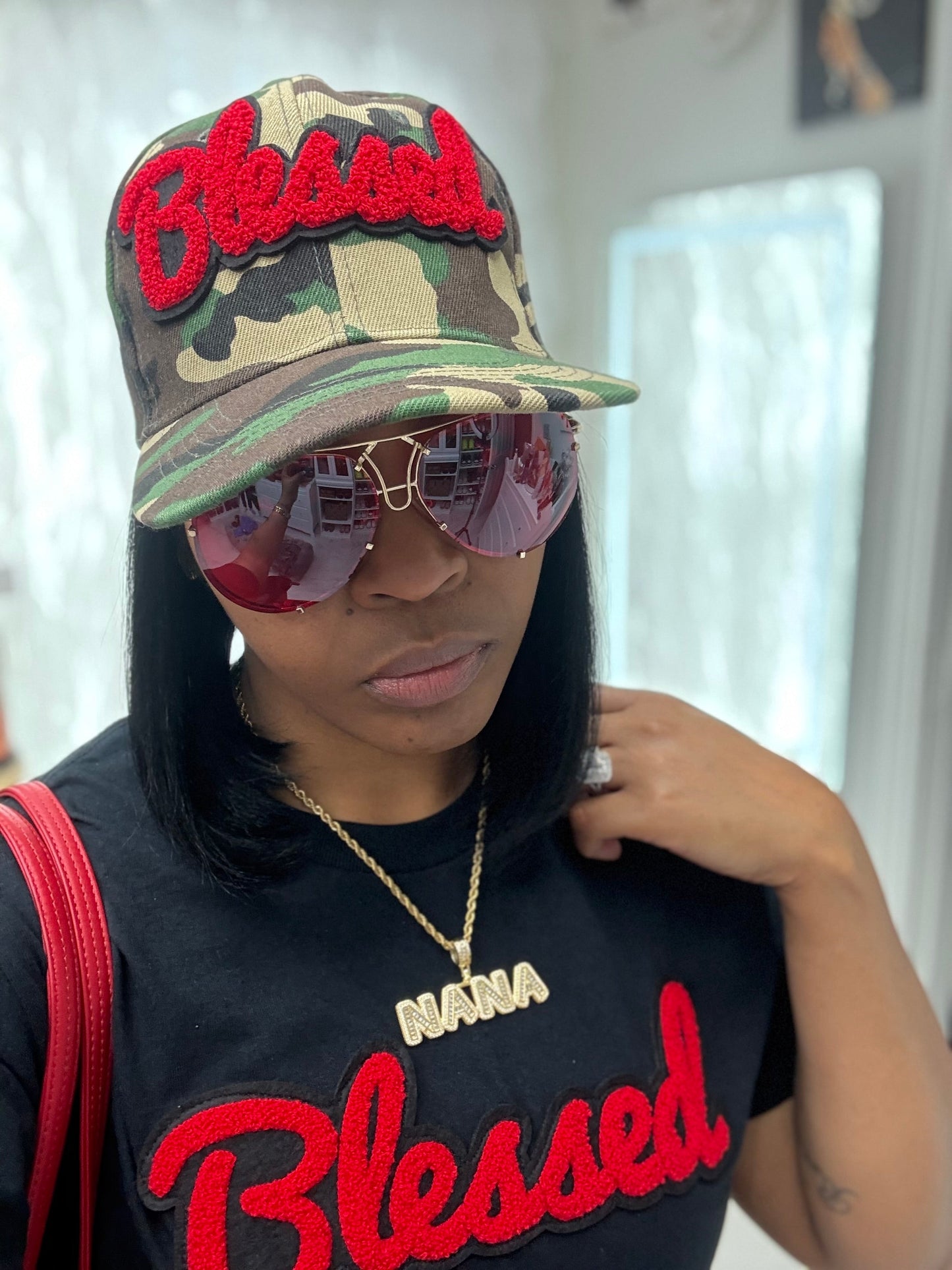 Blessed Camouflage Print Baseball Cap Red Stylish Hat