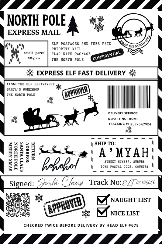 Digital Christmas Return Labels
