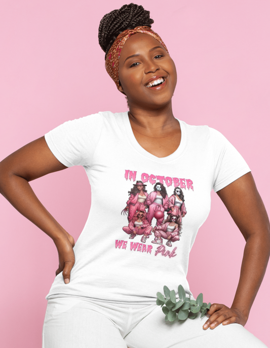 "In October We Wear Pink" Breast Cancer Halloween Shirts